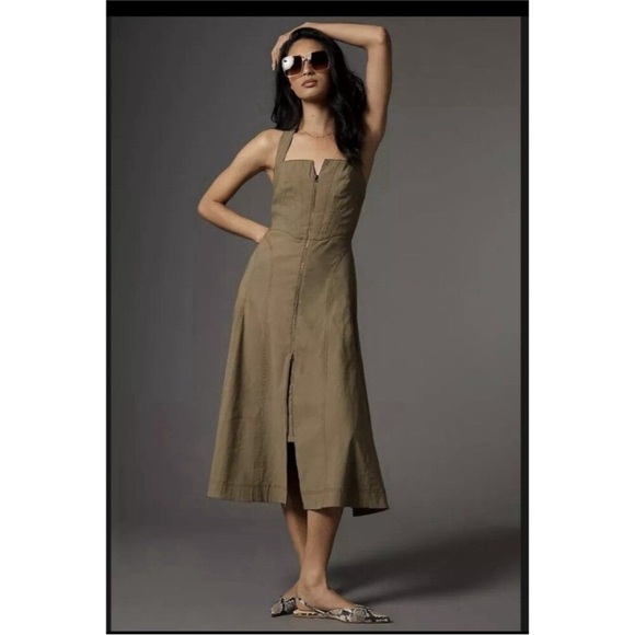 Anthropologie | Dresses | Nwt Anthropologie Green Corset Dress Xl | Poshmark